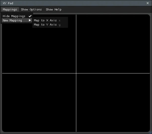 XY Pad Main with Mappings Menu Expanded